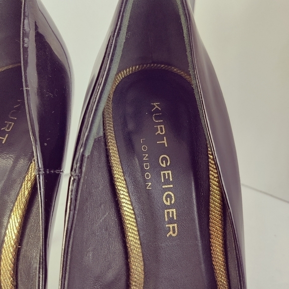 Kurt Geiger Black Patent Leather Stiletto Pumps 4" Heels Round Toe Sz 38 - Picture 5 of 15